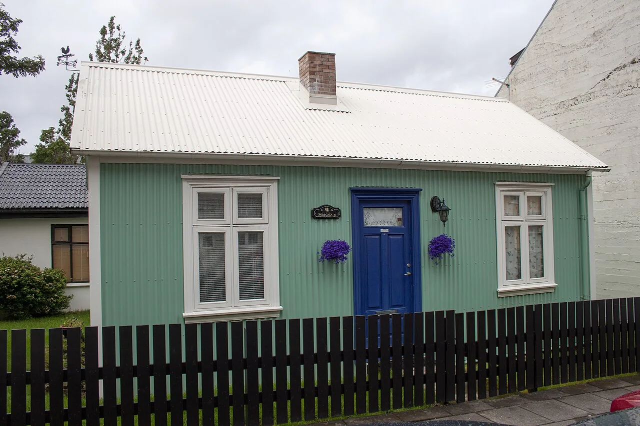 A historic timber house on a street in central Reykjavík